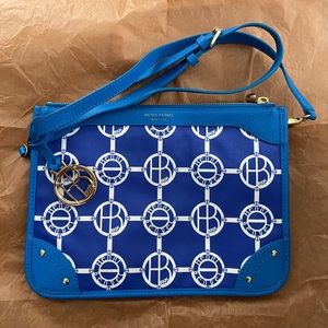 Henri Bendel Blue Monogram Shoulder Crossbody Purse Handbag